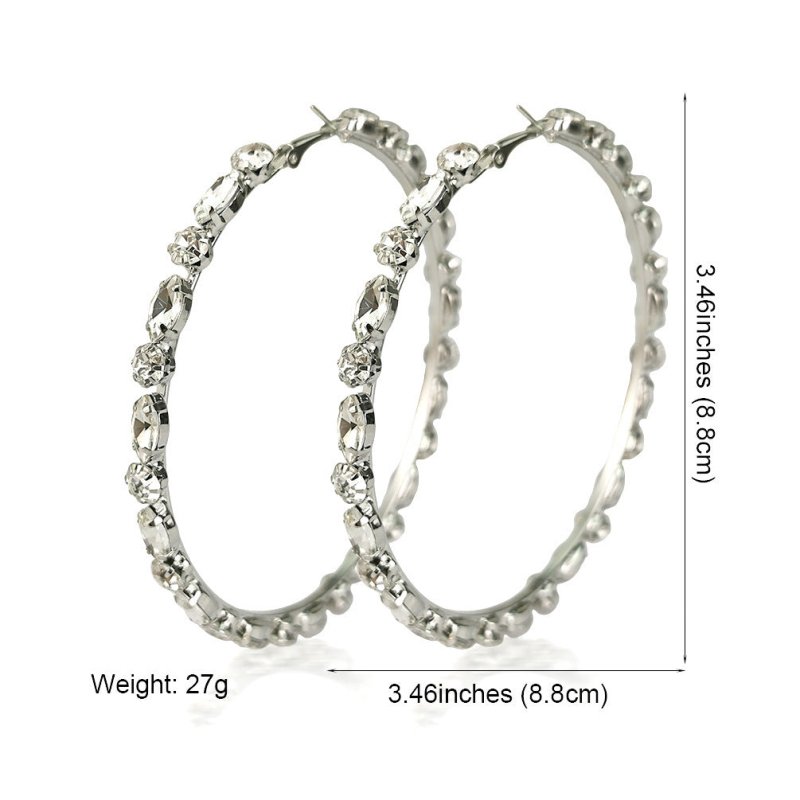 Exaggerated Alloy Diamond Studded Heart Shaped Glass Earrings-Jewearrings