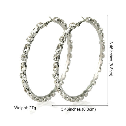 Exaggerated Alloy Diamond Studded Heart Shaped Glass Earrings-Jewearrings