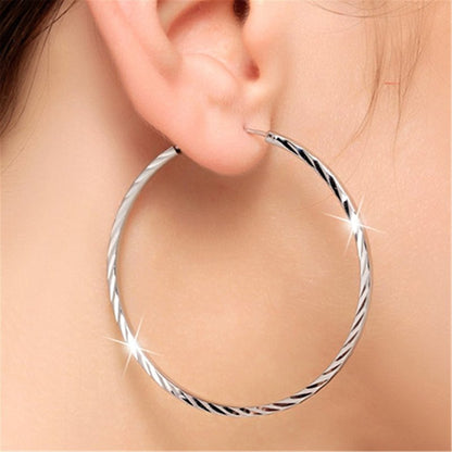 Exaggerated big ear hoop earrings with silver ornaments-Jewearrings