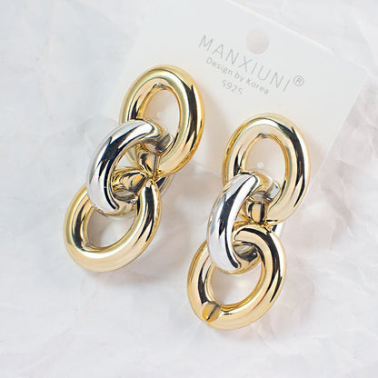 Exaggerated Big Earrings Korean Version Cool Big Earrings Chain Shape Earrings Factory Direct Wholesale Earrings Temperament Earrings-Jewearrings