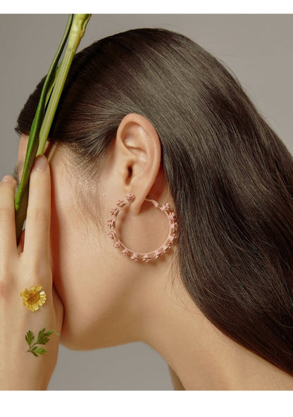 Exaggerated Big Hoop Flower Earrings-Jewearrings