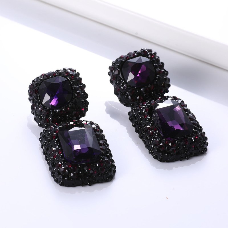 Exaggerated Big-Name Jewelry Personality Fashion Simple Square Gemstone Earrings Banquet Clothing Accessories-Jewearrings