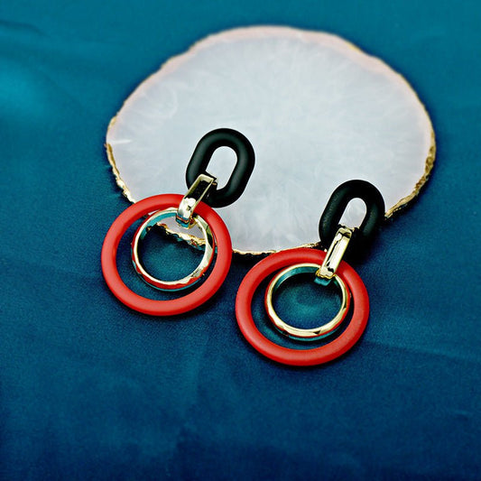 Exaggerated Circle Long Earrings Acrylic Resin-Jewearrings