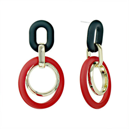 Exaggerated Circle Long Earrings Acrylic Resin-Jewearrings