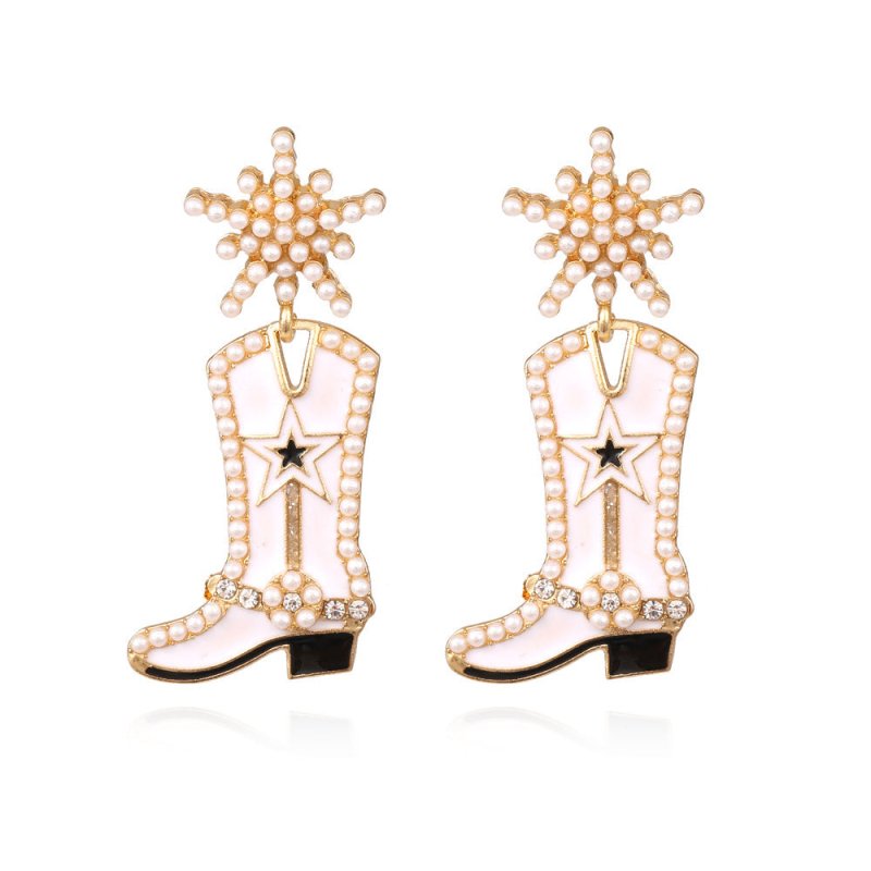 Exaggerated Creative Dripping Boots Pearl-studded Earrings Eardrops-Jewearrings