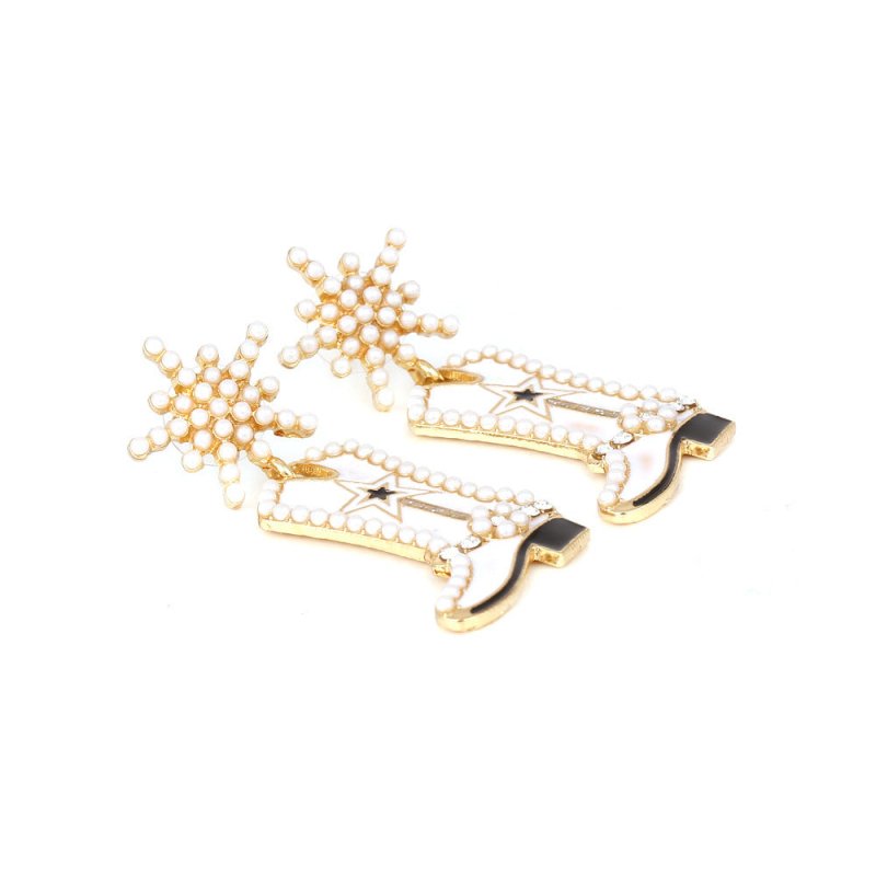 Exaggerated Creative Dripping Boots Pearl-studded Earrings Eardrops-Jewearrings