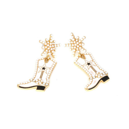 Exaggerated Creative Dripping Boots Pearl-studded Earrings Eardrops-Jewearrings