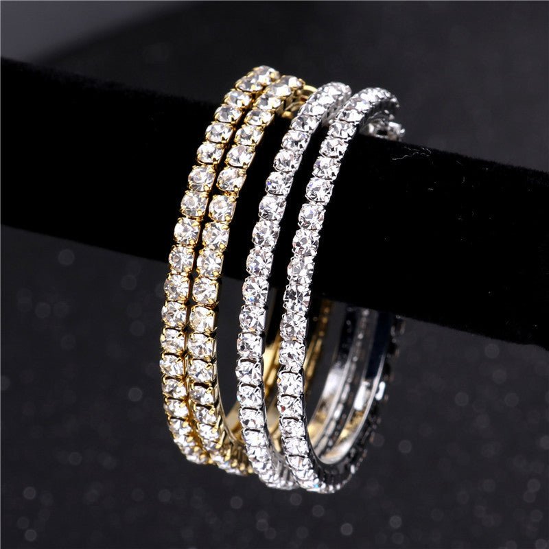 Exaggerated diamond big circle hip-hop nightclub earrings-Jewearrings