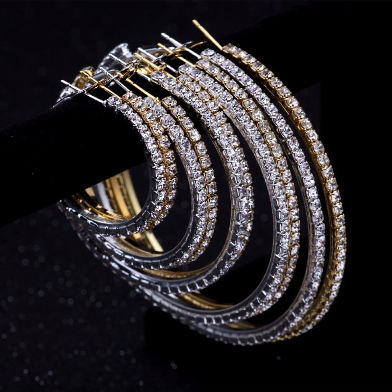 Exaggerated diamond big circle hip-hop nightclub earrings-Jewearrings