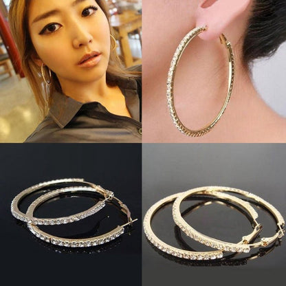 Exaggerated diamond big circle hip-hop nightclub earrings-Jewearrings