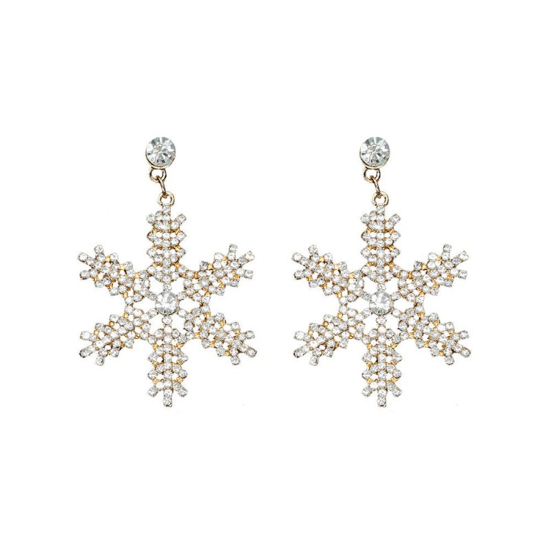 Exaggerated diamond-studded snowflake earrings-Jewearrings