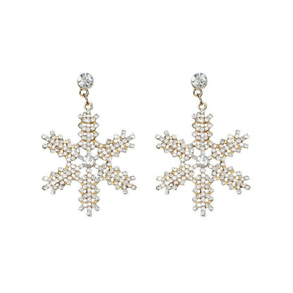 Exaggerated diamond-studded snowflake earrings-Jewearrings