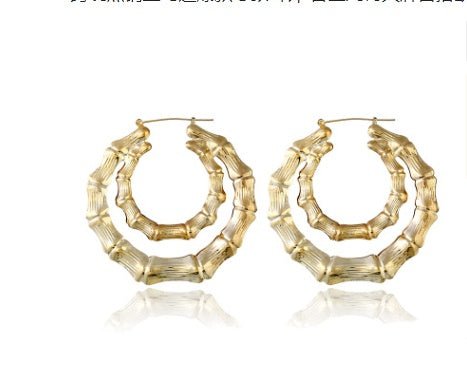 Exaggerated earrings Alloy geometric big wild European and American geometric earrings female-Jewearrings