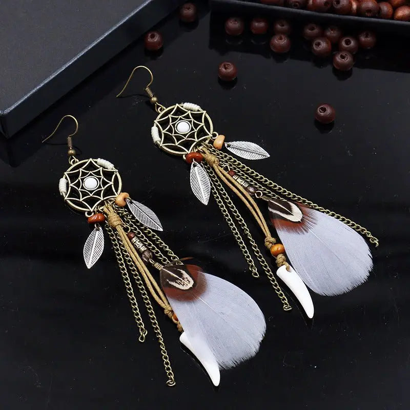 Exaggerated Feather Earrings-Jewearrings