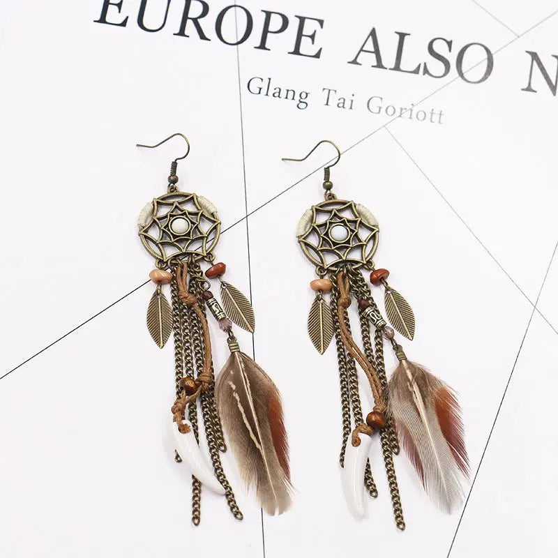 Exaggerated Feather Earrings-Jewearrings