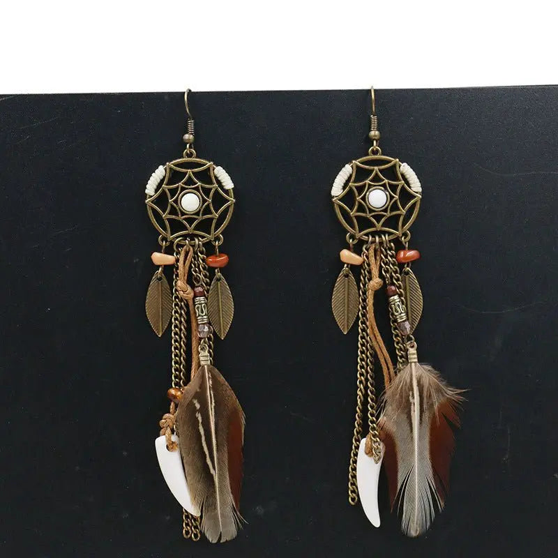 Exaggerated Feather Earrings-Jewearrings