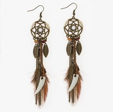 Exaggerated Feather Earrings-Jewearrings