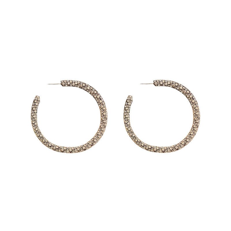 Exaggerated full diamond geometric hoop earrings-Jewearrings