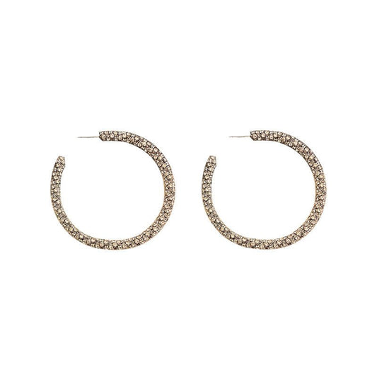 Exaggerated full diamond geometric hoop earrings-Jewearrings