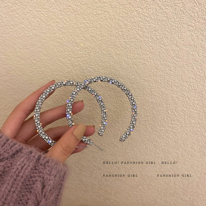 Exaggerated full diamond geometric hoop earrings-Jewearrings