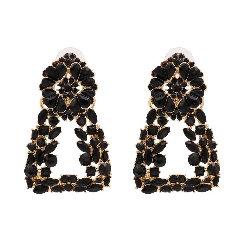 Exaggerated Geometric Diamond-Studded Retro Stud Earrings-Jewearrings