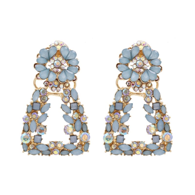 Exaggerated Geometric Diamond-Studded Retro Stud Earrings-Jewearrings