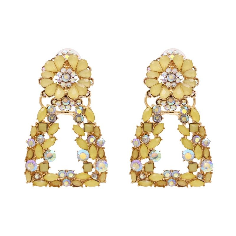 Exaggerated Geometric Diamond-Studded Retro Stud Earrings-Jewearrings