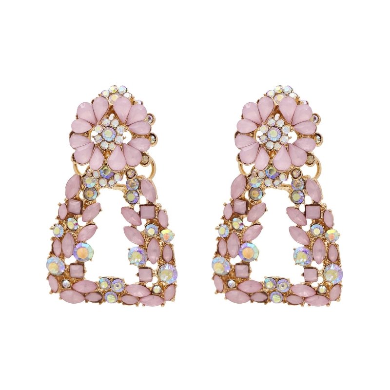 Exaggerated Geometric Diamond-Studded Retro Stud Earrings-Jewearrings