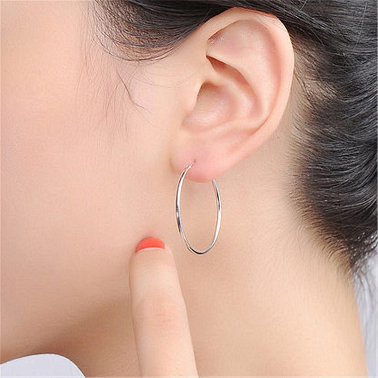 Exaggerated Glossy Big Ear Earrings Female Silver Temperament Fashion-Jewearrings