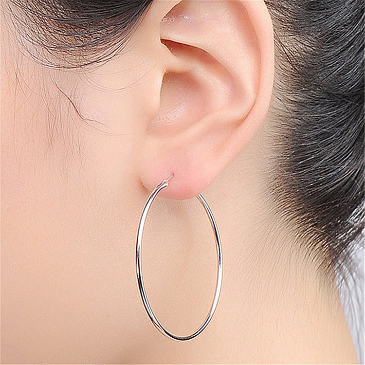 Exaggerated Glossy Big Ear Earrings Female Silver Temperament Fashion-Jewearrings