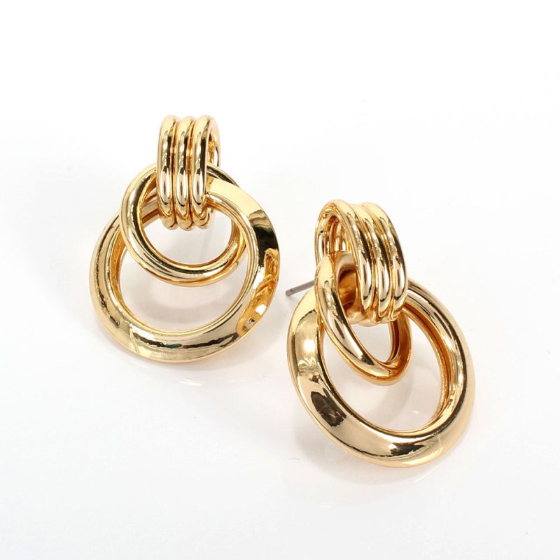 Exaggerated gold metal Earrings-Jewearrings