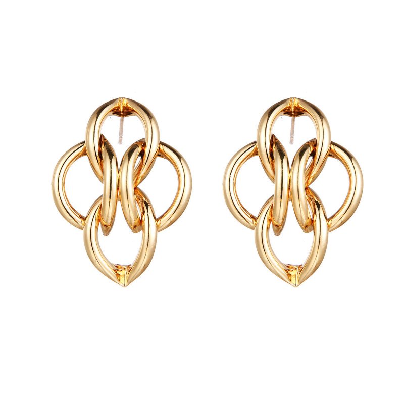 Exaggerated gold metal Earrings-Jewearrings