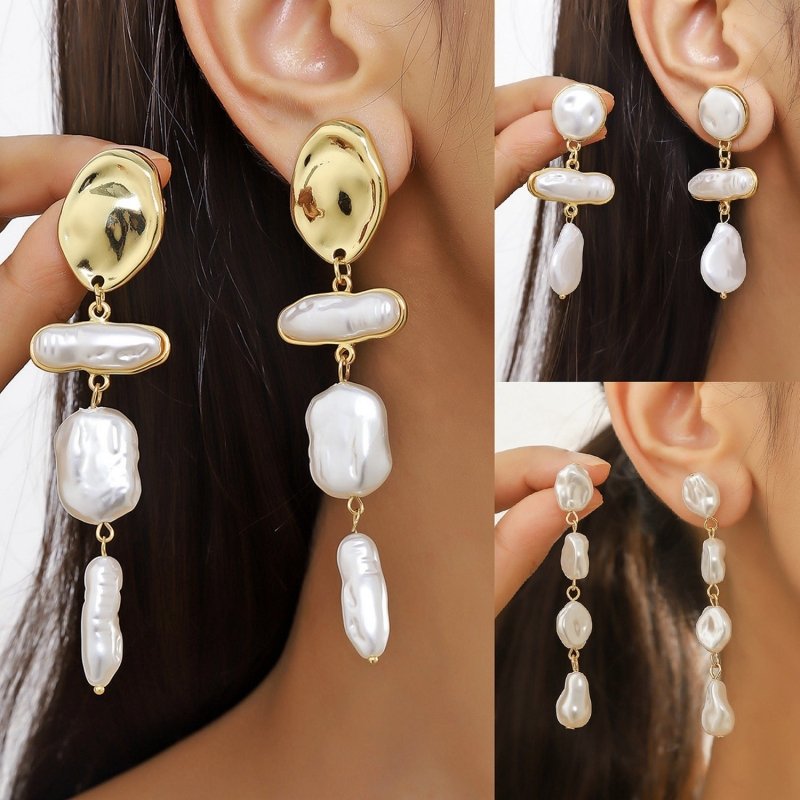 Exaggerated Irregular Baroque Pearl Earrings-Jewearrings