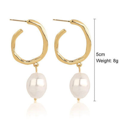 Exaggerated Irregular Baroque Pearl Earrings-Jewearrings