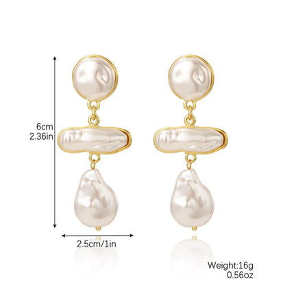 Exaggerated Irregular Baroque Pearl Earrings-Jewearrings