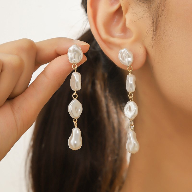 Exaggerated Irregular Baroque Pearl Earrings-Jewearrings