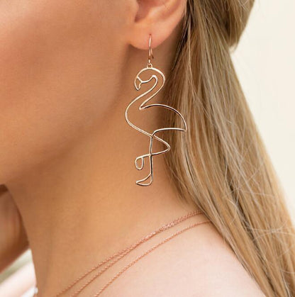 Exaggerated Jewelry, Personality Trend, Irregular Geometric Earrings, Fashionable Wild Flamingo Earrings-Jewearrings