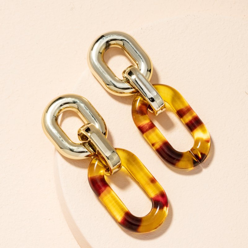 Exaggerated Retro Acrylic Chain Earrings Women-Jewearrings