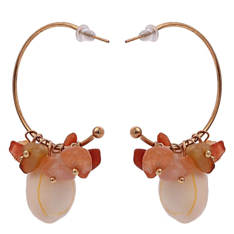 Exaggerated Semi-precious Stone Shell Earrings-Jewearrings