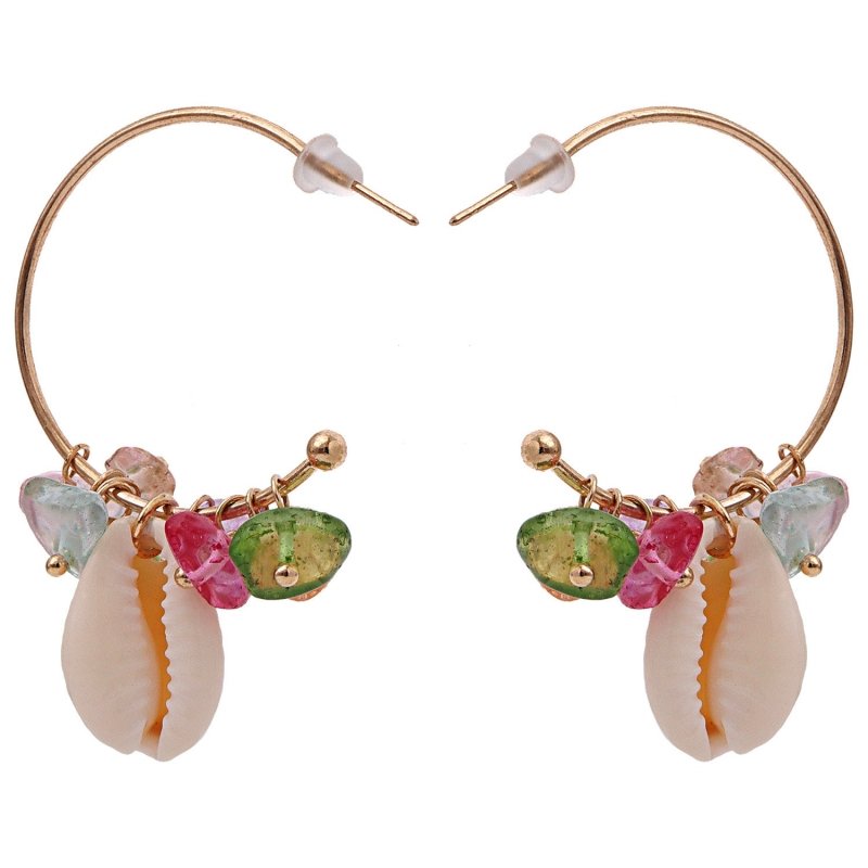 Exaggerated Semi-precious Stone Shell Earrings-Jewearrings