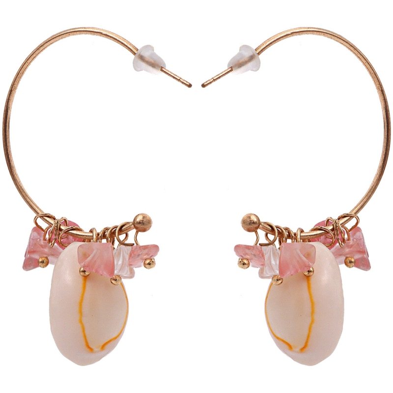 Exaggerated Semi-precious Stone Shell Earrings-Jewearrings