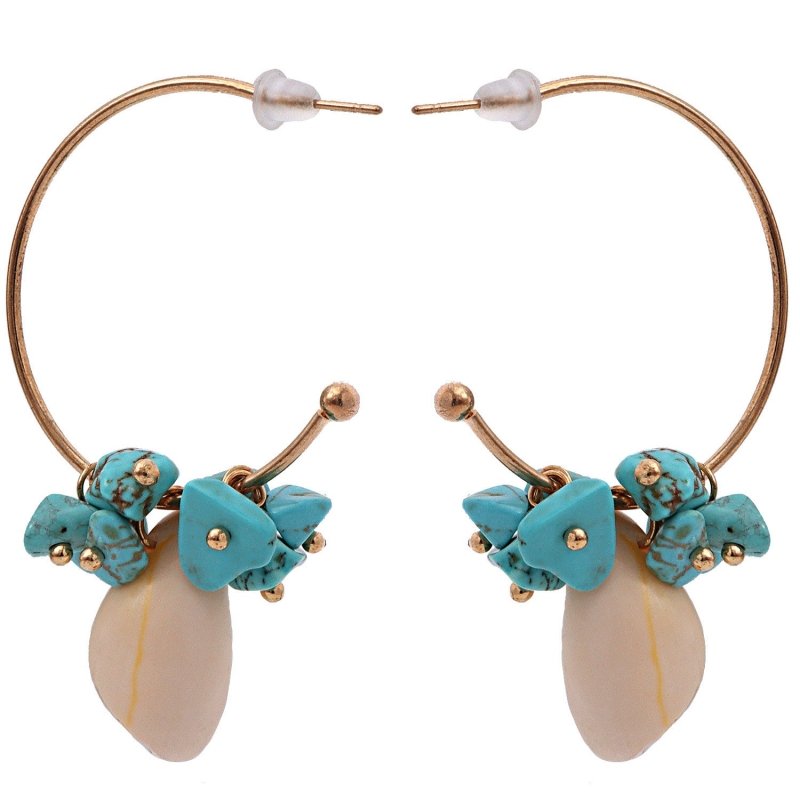 Exaggerated Semi-precious Stone Shell Earrings-Jewearrings