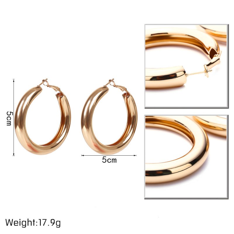 Exaggerated Simple Big Round Circle Hoop Earrings-Jewearrings