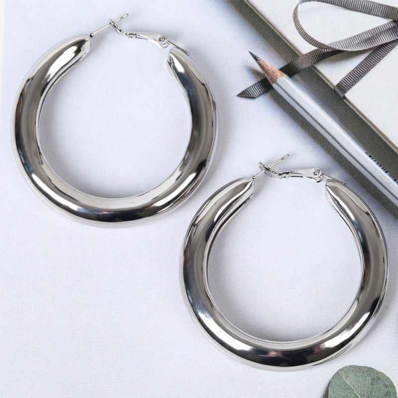 Exaggerated Simple Big Round Circle Hoop Earrings-Jewearrings