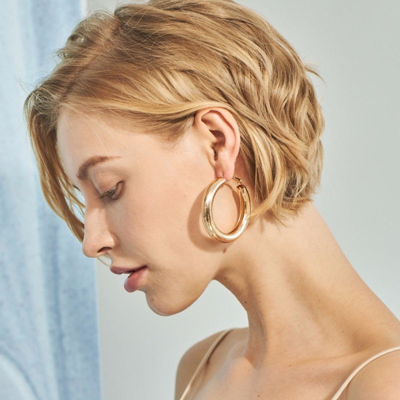 Exaggerated Simple Big Round Circle Hoop Earrings-Jewearrings