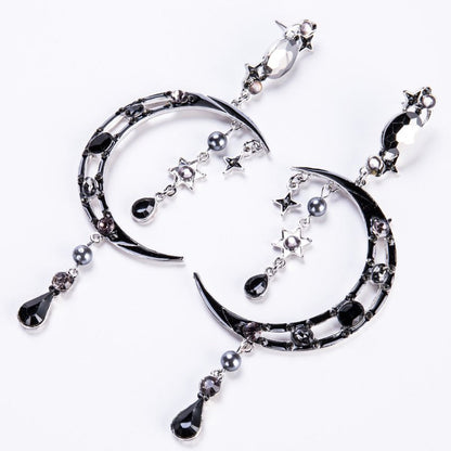 Exaggerated Temperament Drop Oil Diamond Earrings Moon-Jewearrings