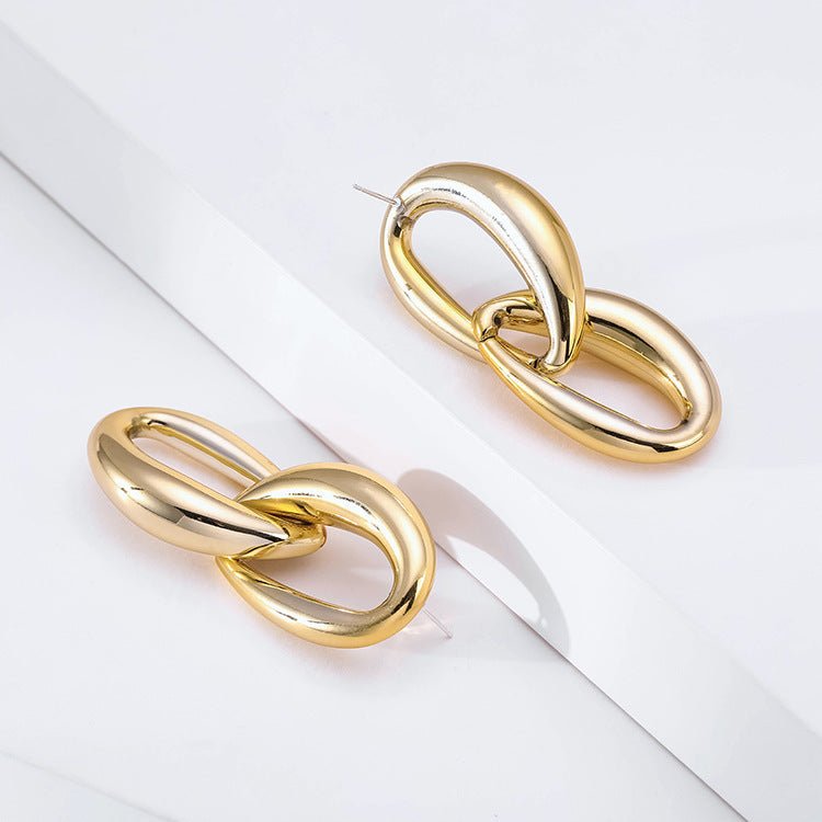 Exaggerated Temperament Gold Chain Earrings Alloy Earrings-Jewearrings