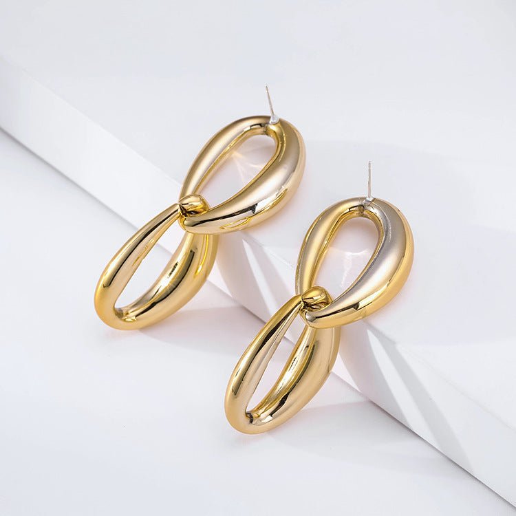 Exaggerated Temperament Gold Chain Earrings Alloy Earrings-Jewearrings