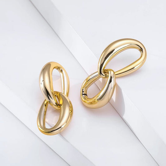 Exaggerated Temperament Gold Chain Earrings Alloy Earrings-Jewearrings