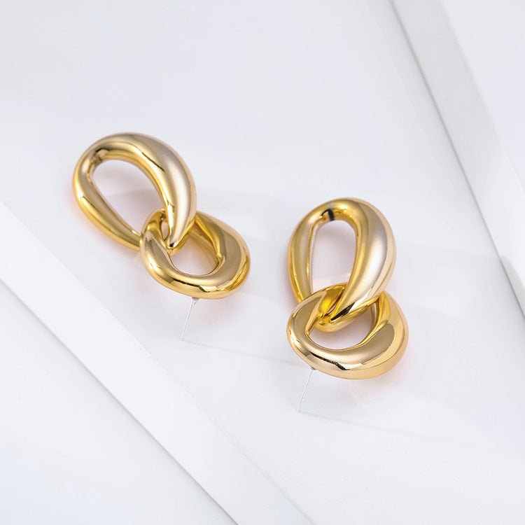 Exaggerated Temperament Gold Chain Earrings Alloy Earrings-Jewearrings